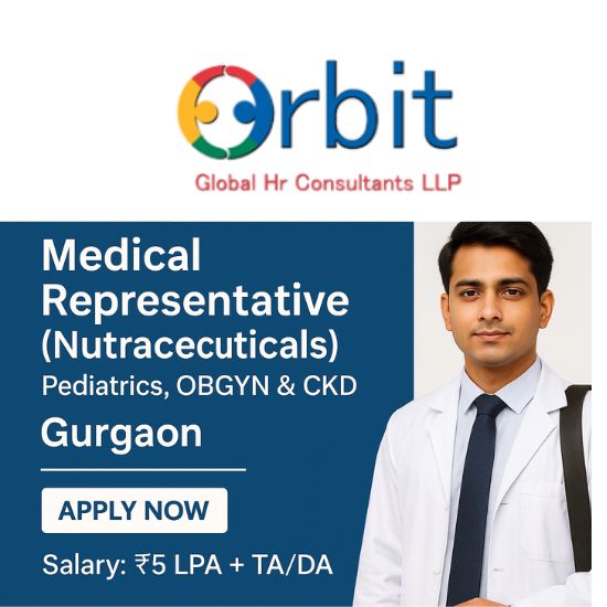 Medical Representative Nutraceuticals Job in Gurgaon – Pediatrics, OBGYN & CKD Recruitment Banner