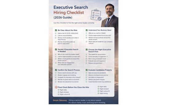 Executive search hiring checklist showing steps to hire senior leaders correctly in 2026