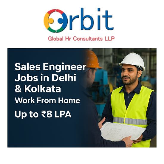 Sales Engineer job advertisement for Delhi and Kolkata with work from home option and salary up to 8 LPA