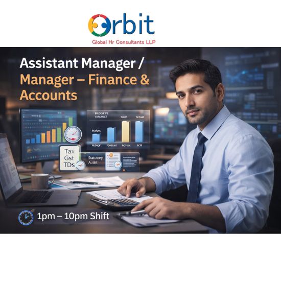 Assistant Manager Finance and Accounts managing budgeting, GST, TDS, statutory compliance, and financial reporting in a corporate office setting in India.