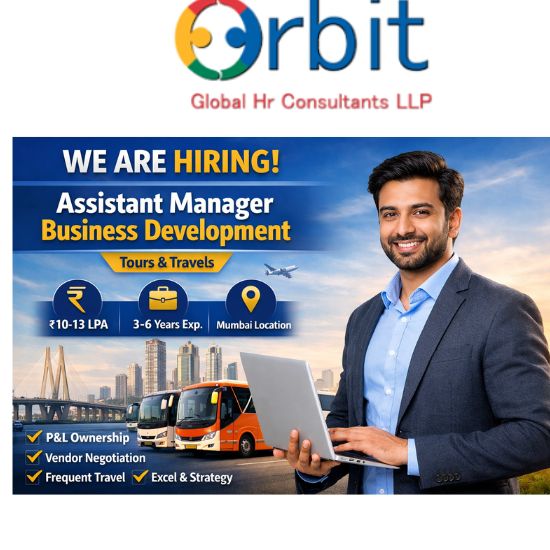 Assistant Manager Business Development job opening in Mumbai with salary 10–13 LPA in tours and travels industry