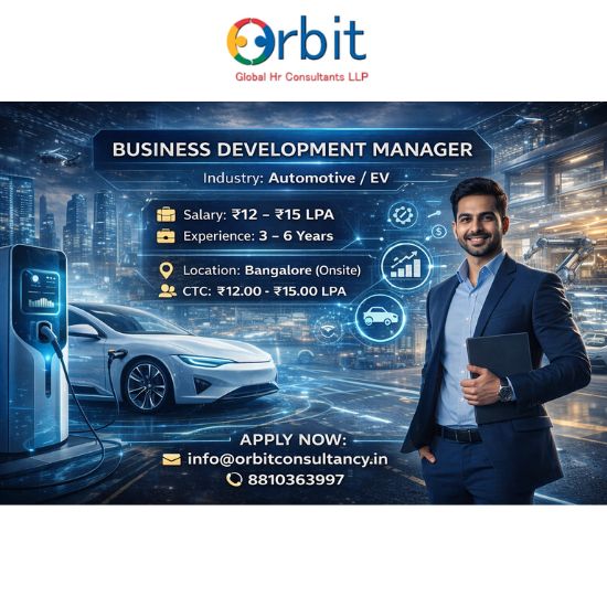 Business Development Manager Automotive EV hiring by Orbit Global executive search firm in Bangalore