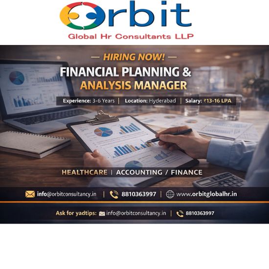 Financial Planning and Analysis Manager job vacancy in Hyderabad for Healthcare and SaaS company with 3–6 years experience