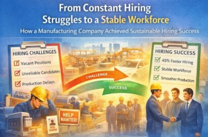 Success story showing how a manufacturing company moved from hiring struggles to a stable workforce using a recruitment agency