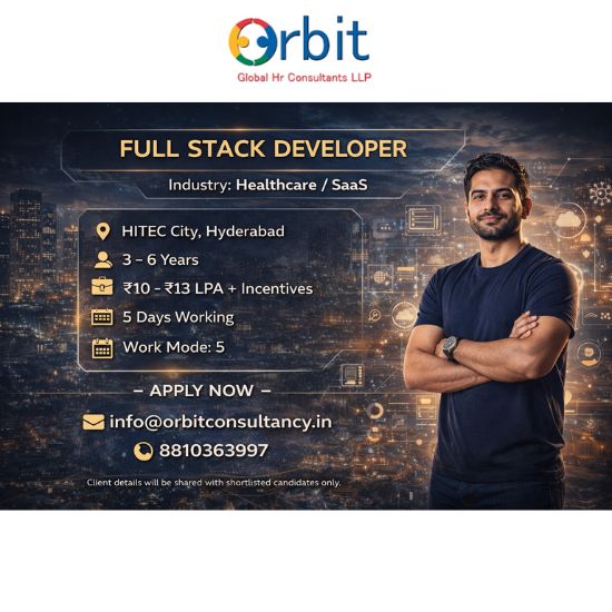Full Stack Developer Healthcare SaaS hiring in Hyderabad by Orbit Global HR Consultants