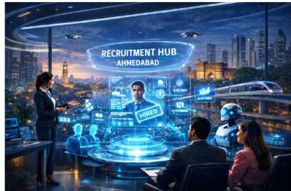 Futuristic recruitment agency in Ahmedabad using AI-driven hiring technology to support employers and workforce planning