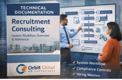 Technical documentation showing recruitment consulting workflow and compliance controls by Orbit Global HR Consultants