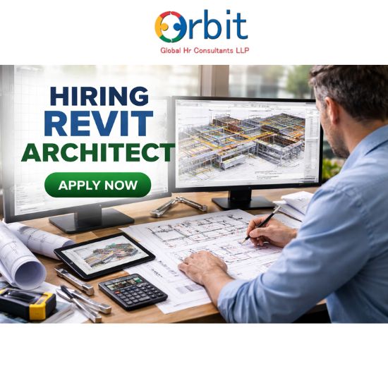 Revit architect working on BIM architectural model and construction drawings using Revit software