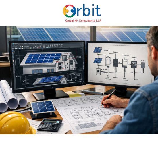 Solar permit designer creating residential rooftop solar layout and electrical single line diagram using AutoCAD