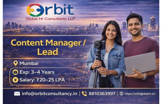 Content Manager Lead job Mumbai 3 to 4 years experience 20 to 25 LPA D2C beauty ecommerce hiring Orbit Global HR