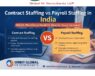 Contract staffing vs payroll staffing in India infographic by Orbit Global HR Consultants showing workforce models for employers