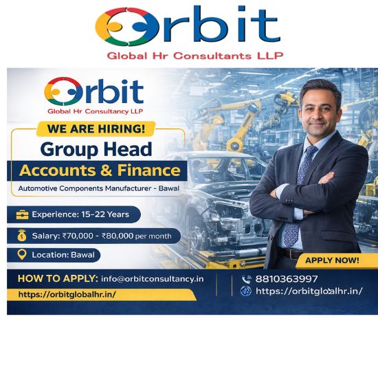 Hiring Accounts & Finance Head in Bawal Automotive Manufacturing Company Salary 70-80K Haryana