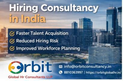 Hiring consultancy in India promotional banner by Orbit Global HR Consultants highlighting faster talent acquisition, reduced hiring risk and workforce planning support.