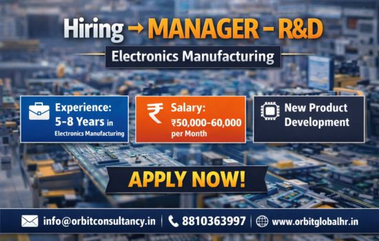 Hiring Manager R&D Electronics Manufacturing Job Opening in Delhi NCR – Orbit Global HR