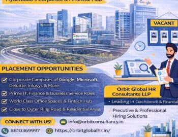Orbit Global HR Consultants Gachibowli & Financial District Hyderabad placement agency job vacancies in IT, finance, and corporate roles