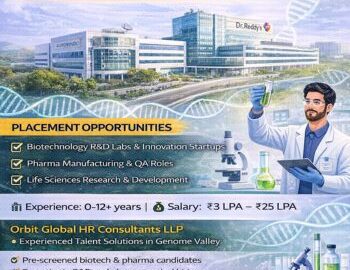 Orbit Global HR Consultants Genome Valley Hyderabad placement agency job vacancies for biotechnology, pharmaceutical, and life sciences roles