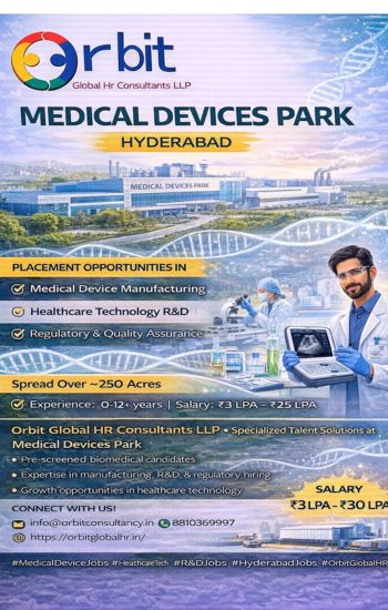 Orbit Global HR Consultants Medical Devices Park Hyderabad placement agency job vacancies for medical devices, healthcare technology, R&D, and manufacturing
