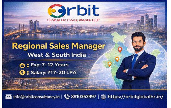 Regional Sales Manager West South India job vacancy Mumbai SaaS sales role 7 to 12 years experience 17 to 20 LPA Orbit Global HR
