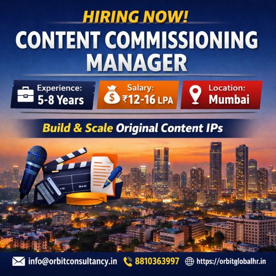 Content Commissioning Manager vacancy in Mumbai with 5-8 years experience and salary 12-16 LPA hiring now