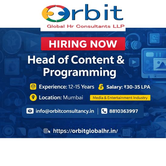 Head of Content & Programming vacancy in Mumbai with 12-15 years experience and ₹30-35 LPA salary hiring now