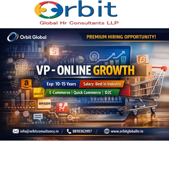 VP Online Growth job vacancy – 10-15 years experience – E-commerce, Quick Commerce, D2C – Gurgaon – Contact Orbit Global at info@orbitconsultancy.in