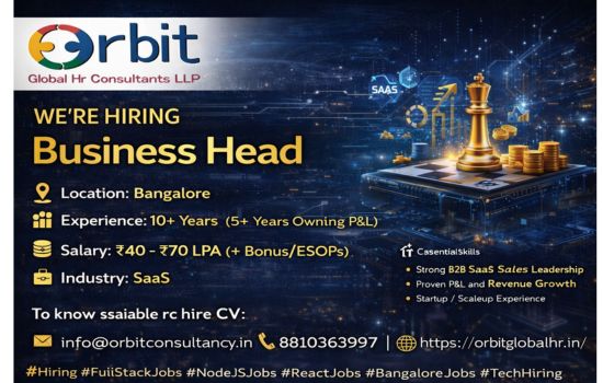 Business Head SaaS job in Bangalore hiring senior sales leader with 10+ years experience salary ₹40–70 LPA P&L leadership role