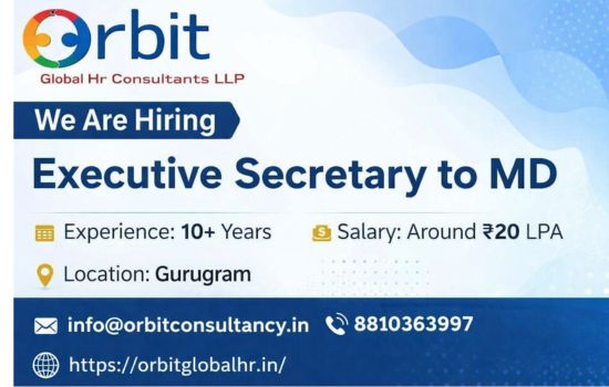 Executive Secretary to MD job opening in Gurgaon with 10+ years experience and ₹20 LPA salary by Orbit Global HR Consultants