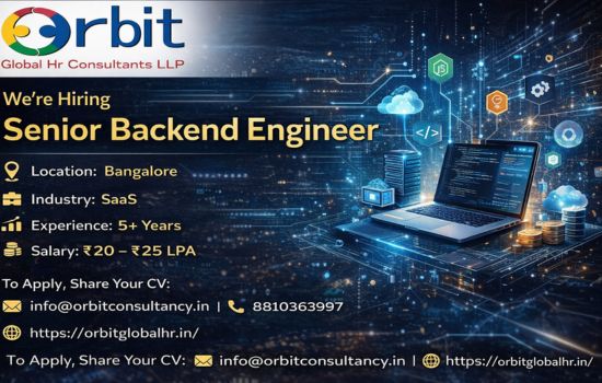 Senior Backend Engineer job in Bangalore hiring Node.js backend developer with 5+ years experience salary ₹20–25 LPA SaaS company