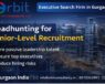 Headhunting for senior-level recruitment infographic by Orbit Global HR Consultants Gurgaon showing executive search services and leadership hiring solutions