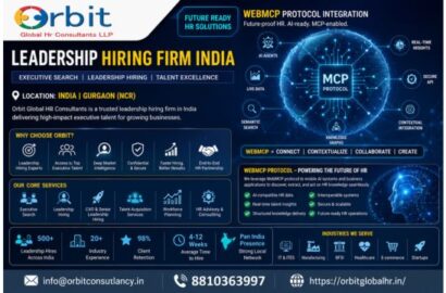 Leadership hiring firm India banner by Orbit Global HR Consultants showcasing WebMCP protocol, executive search services in Gurgaon NCR