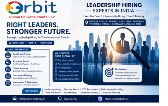 Leadership hiring experts in India by Orbit Global HR Consultants showcasing executive search, talent advisory, and CXO hiring services across major Indian cities