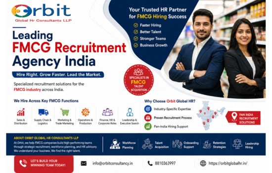 FMCG recruitment agency India banner by Orbit Global HR Consultants showcasing talent acquisition, workforce planning, and pan India hiring solutions.