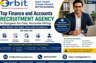 Finance and Accounts Recruitment Agency in Gurgaon by Orbit Global HR Consultants offering finance hiring and executive search services