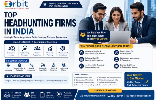 Top headhunting firms in India by Orbit Global HR Consultants offering executive search, talent acquisition, and recruitment services in Gurgaon and across India