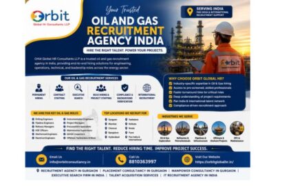 Oil and gas recruitment agency India banner by Orbit Global HR Consultants showcasing hiring solutions for engineering, EPC, refinery, offshore, and energy sector recruitment across India.