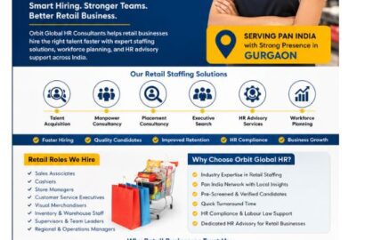 Retail Staffing Agency in India by Orbit Global HR Consultants offering manpower consultancy, recruitment, workforce planning, and HR advisory services across Gurgaon and Pan India.