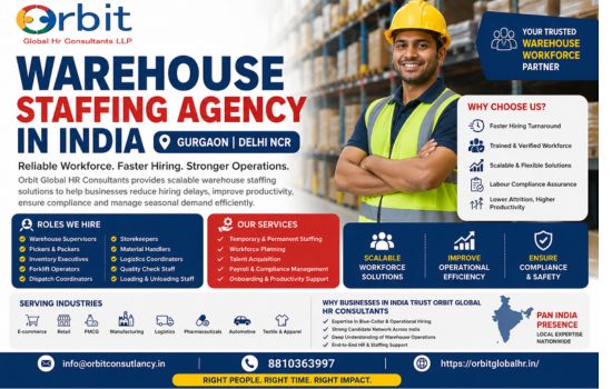 Warehouse staffing agency in India providing warehouse manpower, logistics staffing, and workforce solutions in Gurgaon and PAN India by Orbit Global HR Consultants.