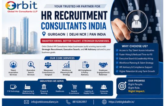 Orbit Global HR Consultants banner for HR recruitment consultants India offering talent acquisition, executive search, and manpower consultancy services in Gurgaon and across India