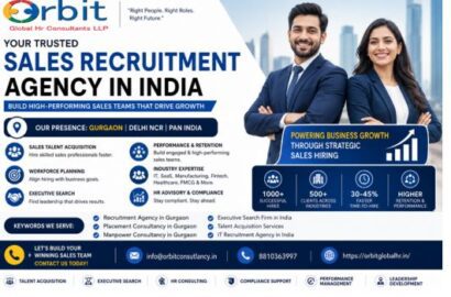 Sales Recruitment Agency India banner by Orbit Global HR Consultants featuring talent acquisition, executive search, workforce planning, and HR consulting services in Gurgaon and across India.
